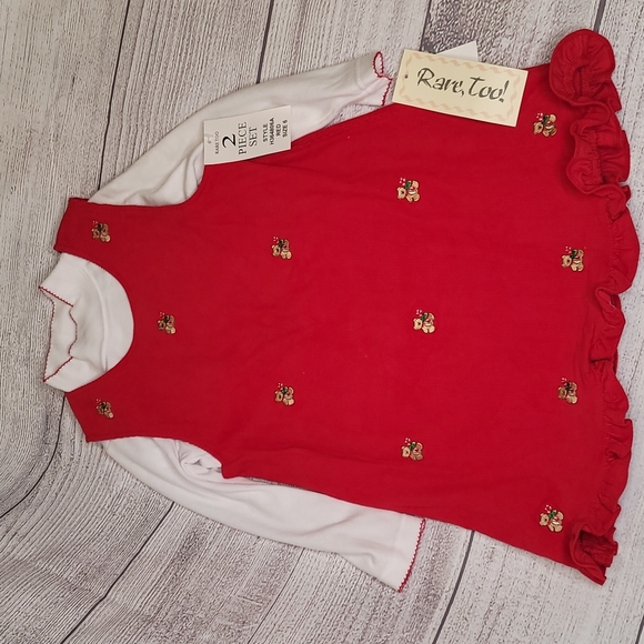 Rare, Too Other - 🆕️ Rare, Too! 2 Piece - Corduroy Jumper Red Dress 🧸 candy cane Holiday size 6